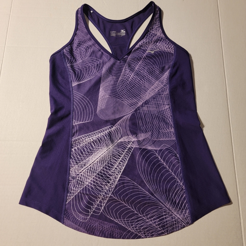 Mizuno‎ Purple Geometric Racerback Athletic Tank Top Lightweight Medium